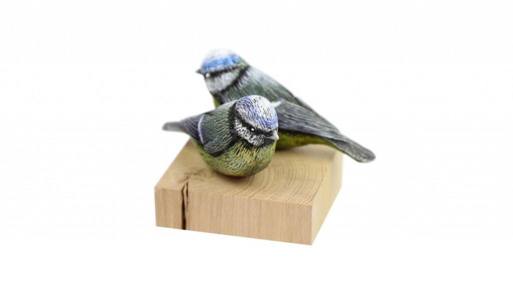 drewniane ptaki sikorka modra